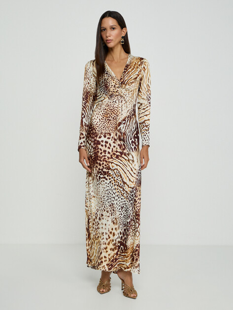 Женское платье MARCIANO BY GUESS GWENDA LS V NECK DRESS, Артикул G6GK12W1780, анималистичный принт | 5209651. Ракурс 1