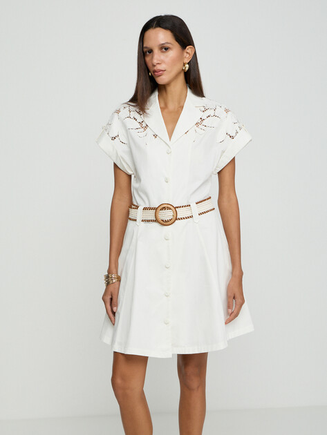 Женское платье MARCIANO BY GUESS ALEXIS SS EMBRO BUTTONED DRESS, Артикул G6GK35W1904, белый | 5209672. Ракурс 1