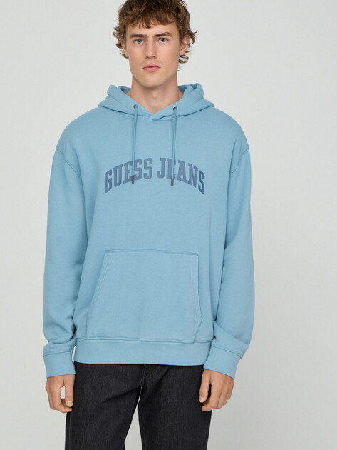 Мужское худи GUESS JEANS GJ LS HOODED REG SWEAT, Артикул M6GQA5KCPR1, серо-синий | 5212739. Ракурс 1