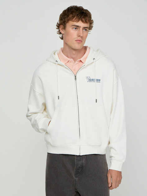Мужская толстовка GUESS JEANS GJ BOXY CROPPED ZIP UP HOODIE, Артикул M6GQB6KCPR1, белый | 5212793. Ракурс 1