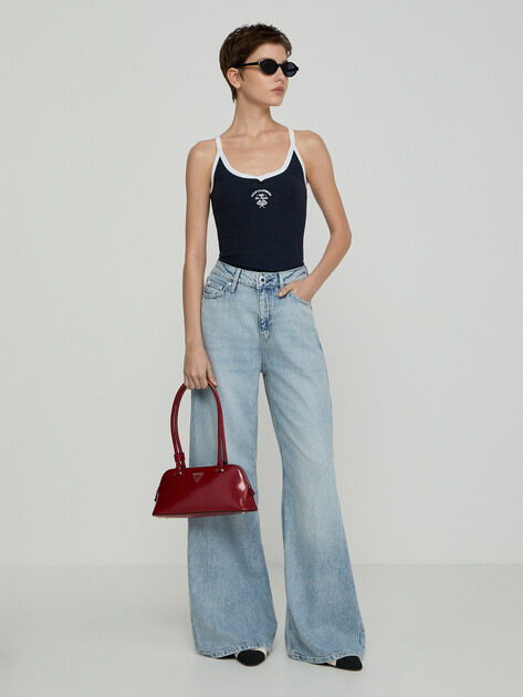 Женские широкие джинсы  GUESS BELLFLOWER, Артикул W6GA82D0697, серовато-голубой | 5214564. Ракурс 1