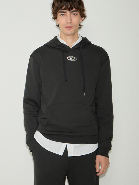 Мужское худи DIESEL S-NORM-HOOD-IOD, Артикул A20447, черный | 5215220. Ракурс 1