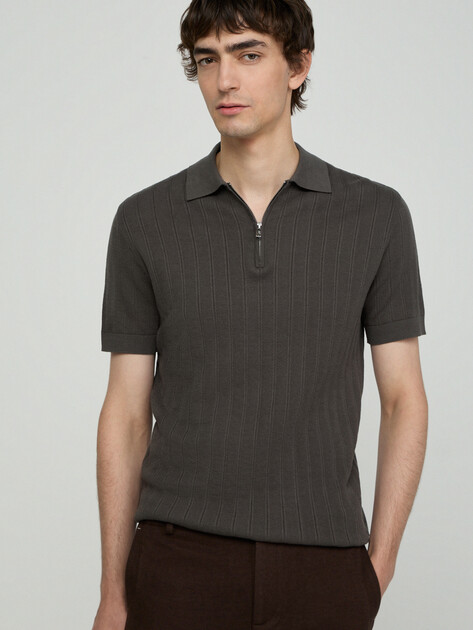 Мужское поло ARMANI EXCHANGE Polo in Maglia di Cotone Essential, Артикул XM002438, серовато-зеленый | 5257409. Ракурс 1